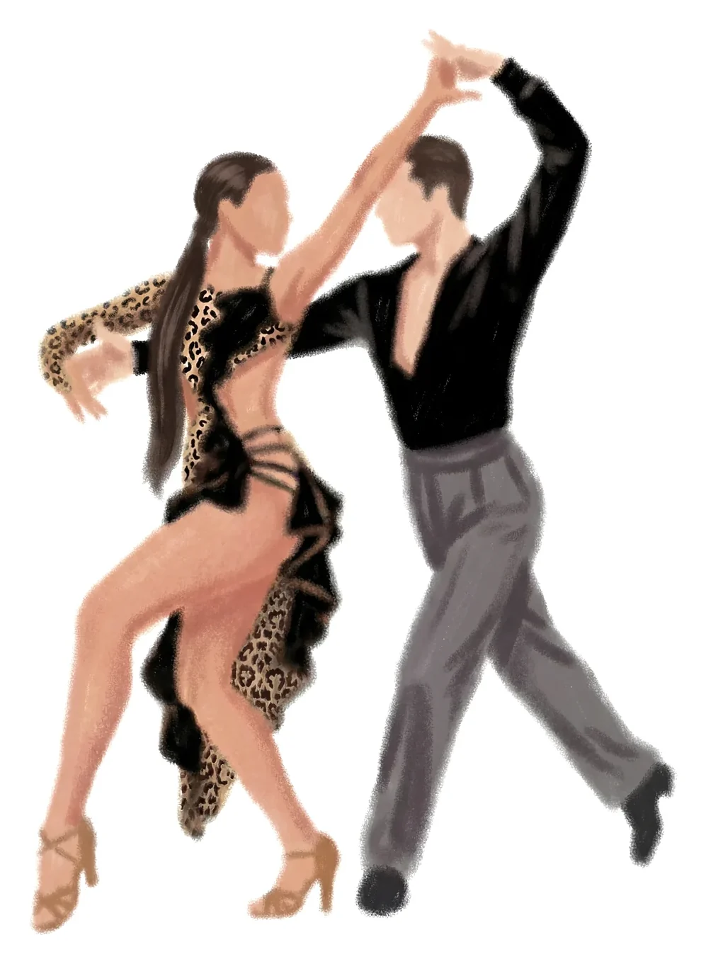 Couple mid-turn, Room 203 brand illustration